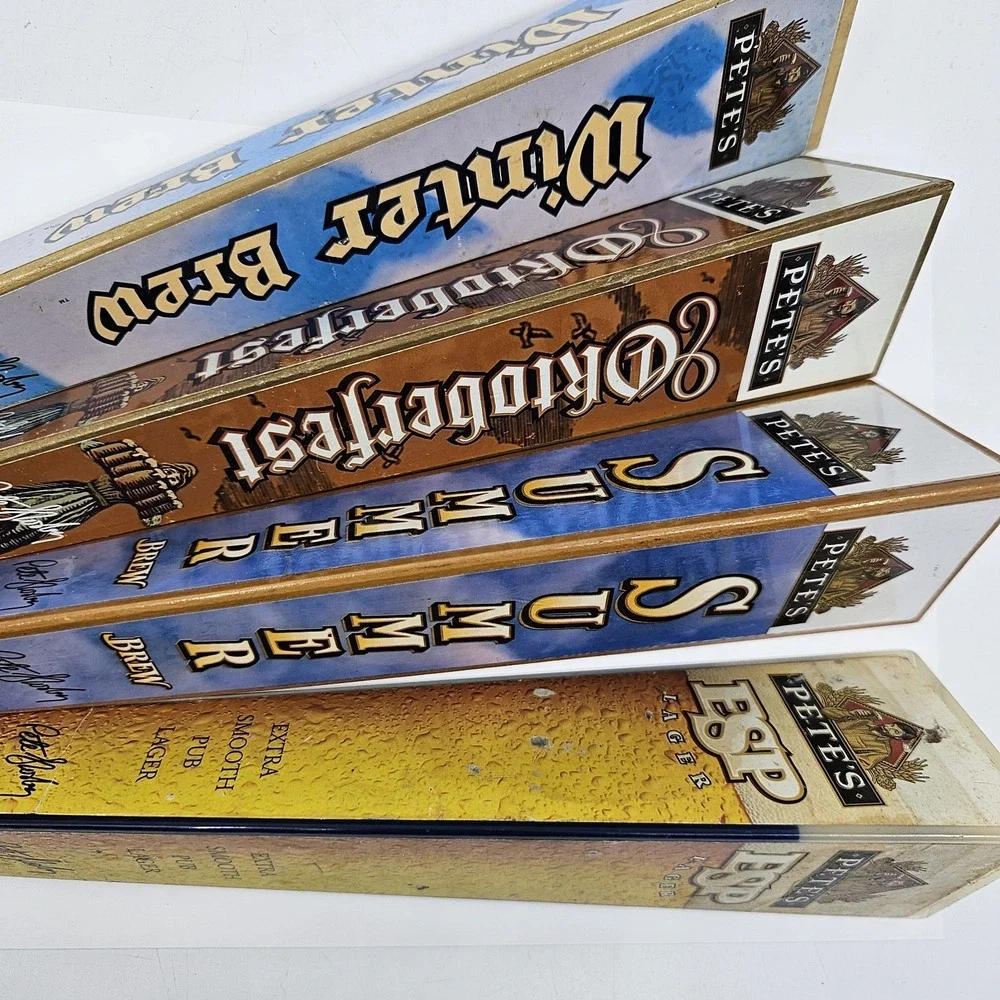 (4)PETE'S ESP- Summer - Winter- Oktoberfest Lager Beer tap handle LARGE 3 sided